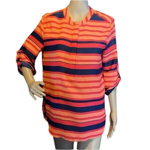 💰BOGO FREE Verve Ami Striped Half Zip Hi Lo Top